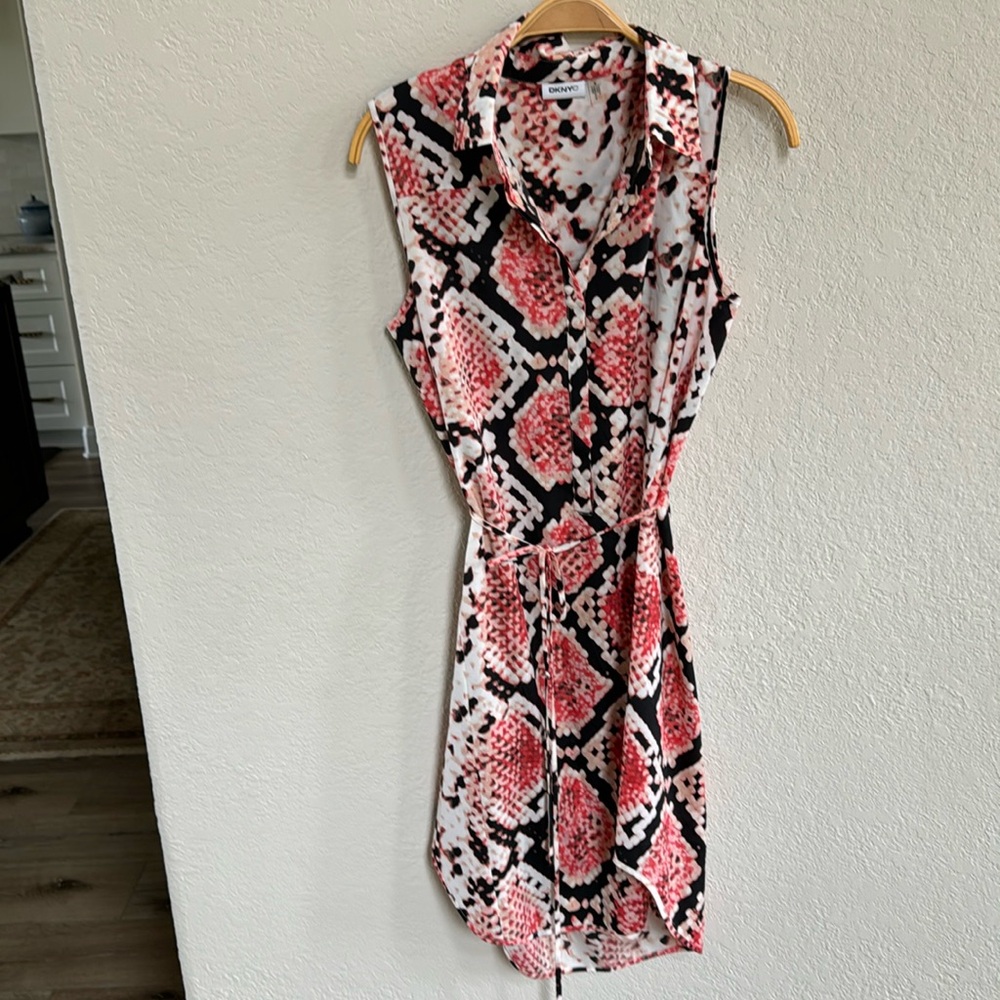 DKNYC Reptile Print Belted Dress